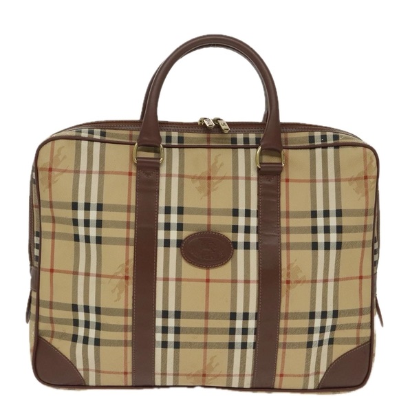 Burberrys Nova Check Hand Bag PVC Beige Gold Auth 101041 - Picture 13 of 16